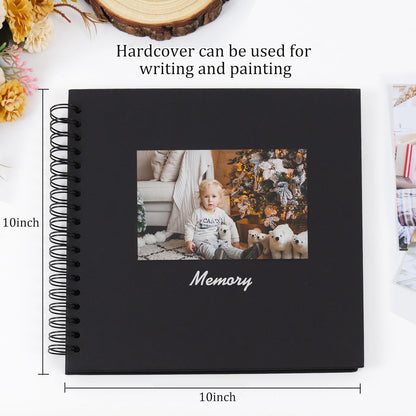 RECUTMS 12 x 12 Inch Large Scrapbook Album Kraft Blank Page DIY Scrapbook Photo Album, 60 Pages Memory Book for Wedding Anniversary Family Small Scrapbook Photo Album (Black)
