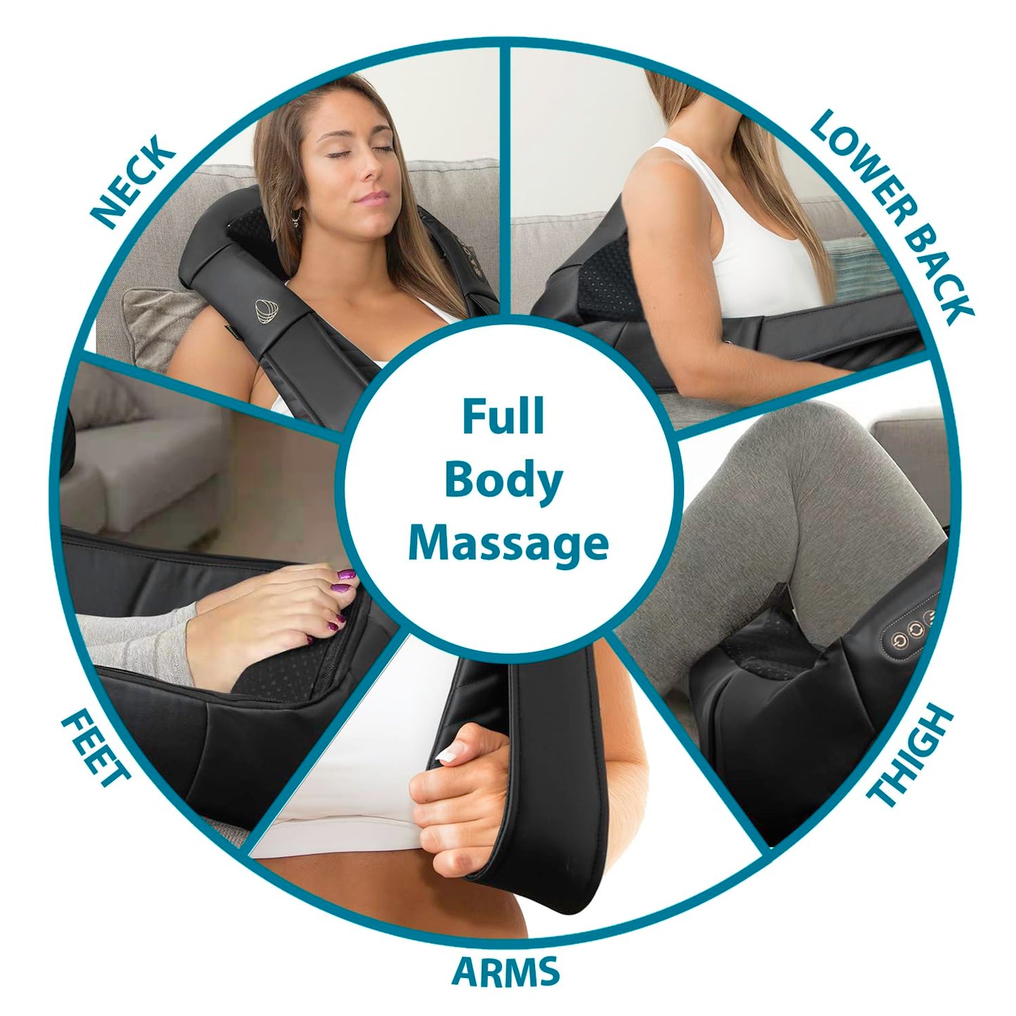 InvoSpa Shiatsu Massager with Heat - Deep Tissue Kneading Pillow for Neck, Shoulders, and Back - Electric Full Body Massage