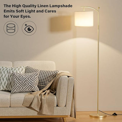 60" Floor Lamps with Remote Control & Bulb, Colors Temperature & Brightness Adjustable, White Shade & Gold Pole