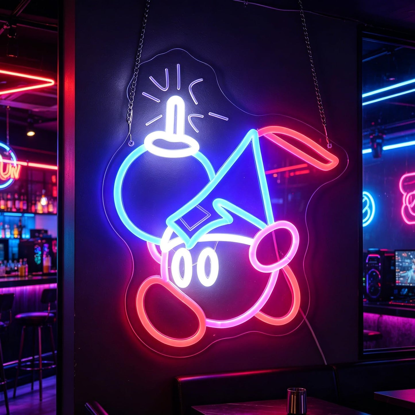 Gaming Neon Sign for Kids Bedroom Game Room, LED Anime Neon Sign Wall Art for Gaming Setup, Man Cave, Dorm or Bedroom Decor, Dimmable USB, Gift for Gamers Teens, Boys, Kids(bombboy)