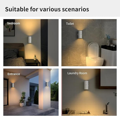 LED Wireless Wall Sconce, Motion Sensor Light Indoor, 1500mAh Rechargeable Battery Operated Wall Sconces for Bedroom Bedside Hallway Courtyard Doorway (White-Warm White)
