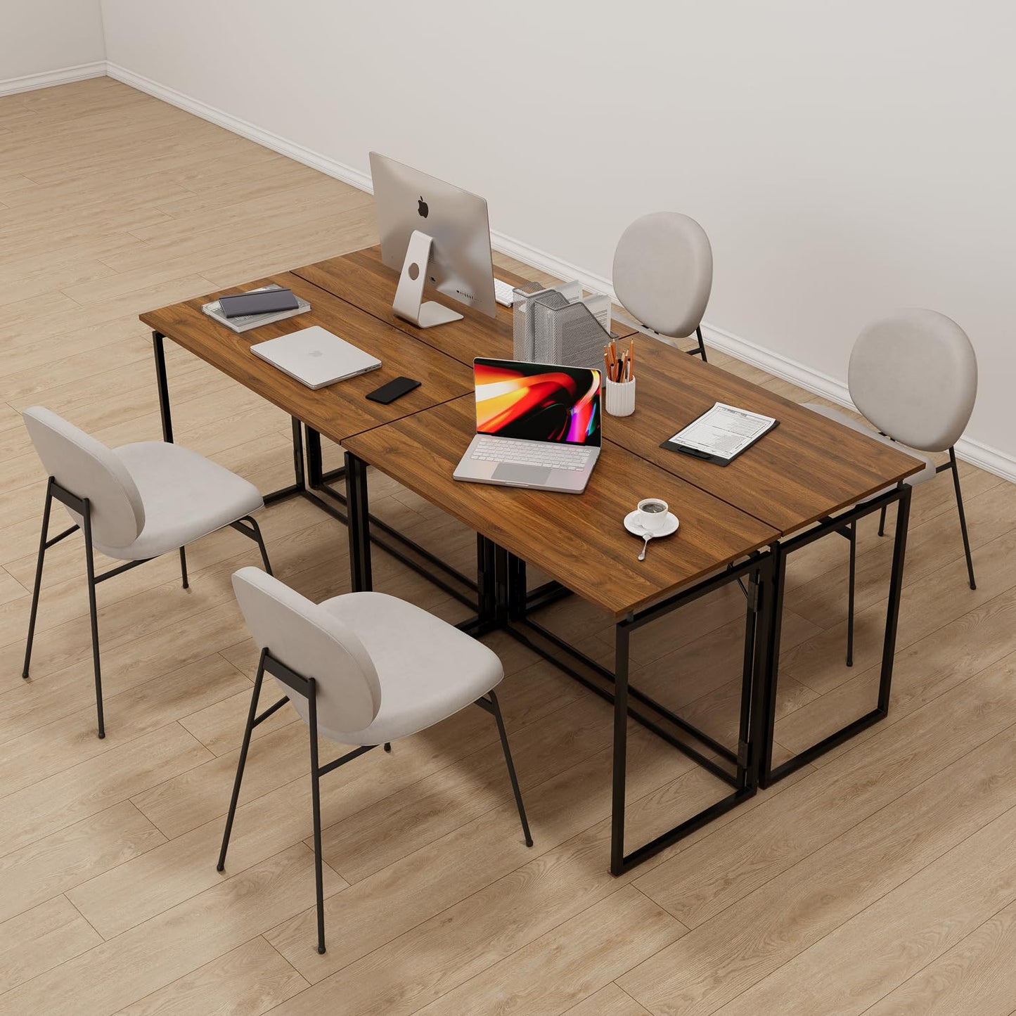 alawooder Folding Desk - 31.5" Wood Top Foldable Desk for Small Spaces | No Assembly Required Compact Desk for Home Office, Writing, and Study