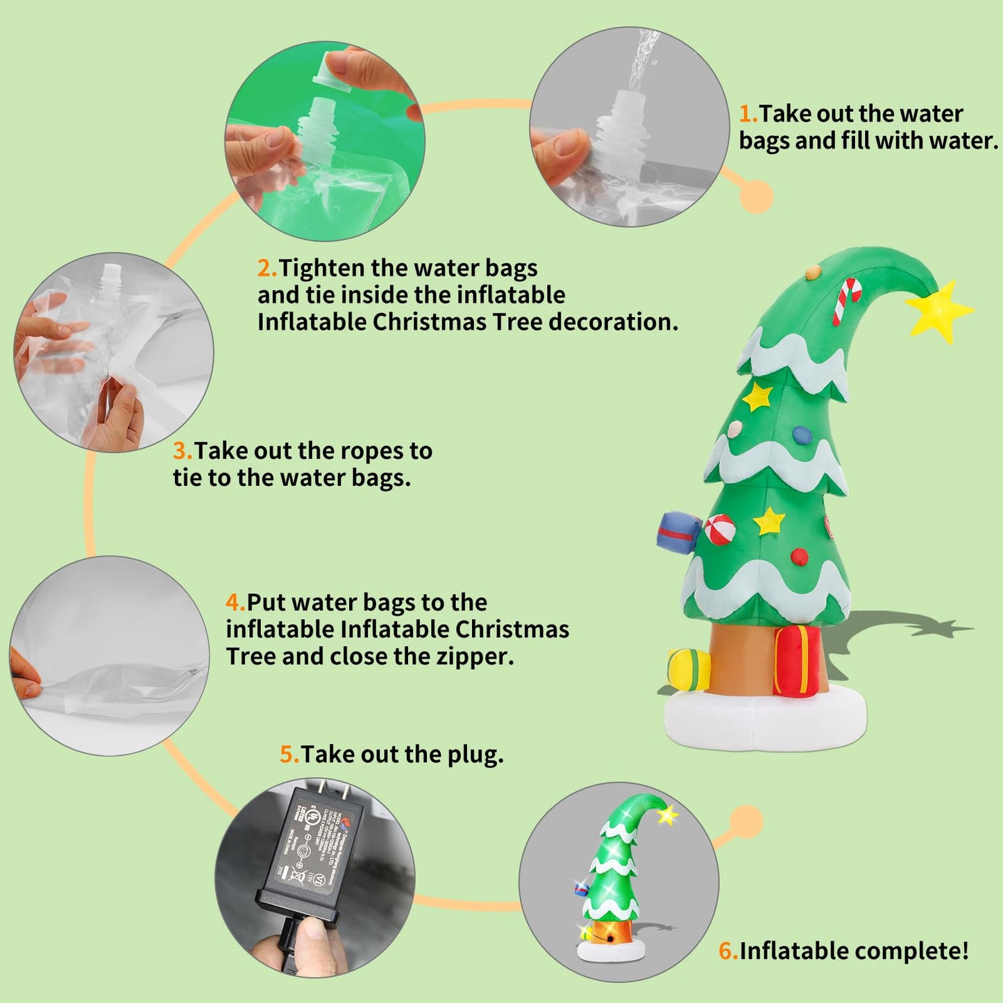 Lionoble 6 FT Christmas Outdoor Inflatable Decorations, Blow Up Christmas Tree with LED Light for Xmas Holiday Party Garden, Yard, Lawn Decor