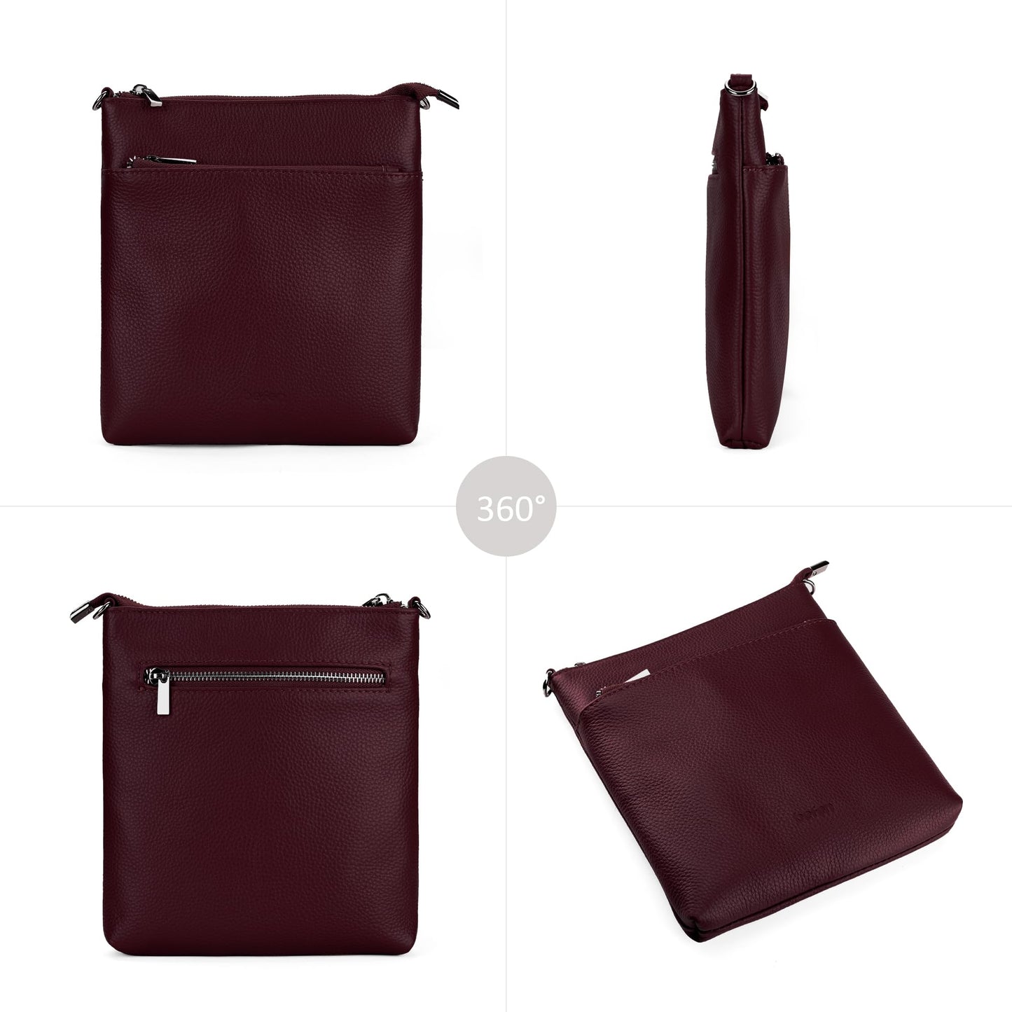 befen Genuine Leather Small Crossbody Bags for Women Travel Cross Body Bags Lightweight with Adjustable Shoulder Strap, Burgundy Red