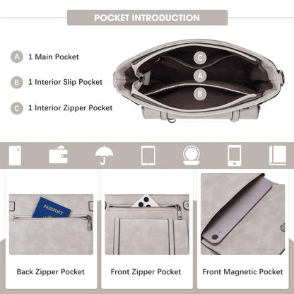 Roulens Crossbody Bags for Women,Multi Pocket Crossbody Purses Vegan Leather Shoulder Handbags Travel Purse Adjustable Strap