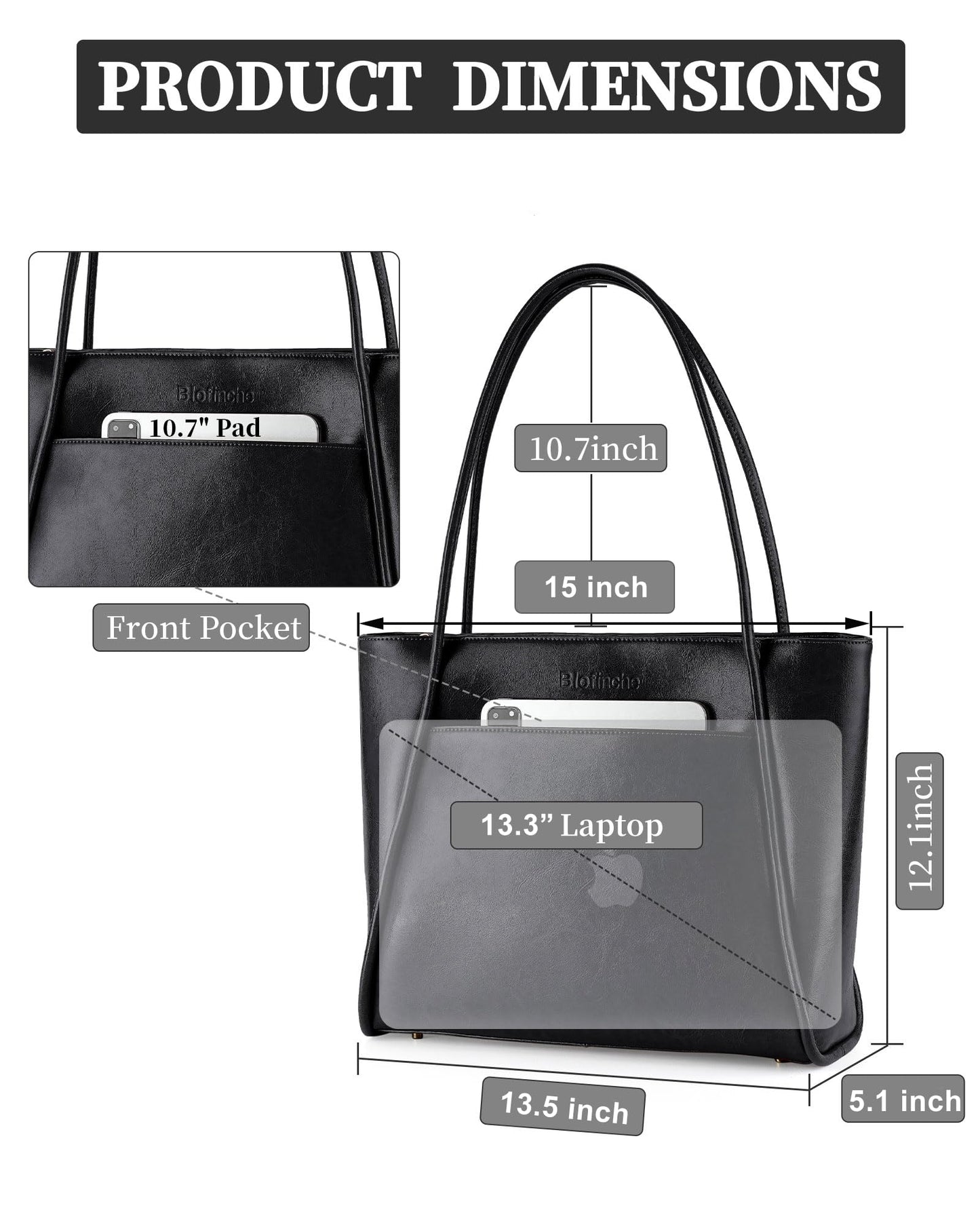 Professional Genuine Leather Laptop Tote Bag for Women Fits 13.3" Computer- Work Travel Business Teacher Bags Designer Structured Briefcase Shoulder Handbag for Office Commuter College Educators