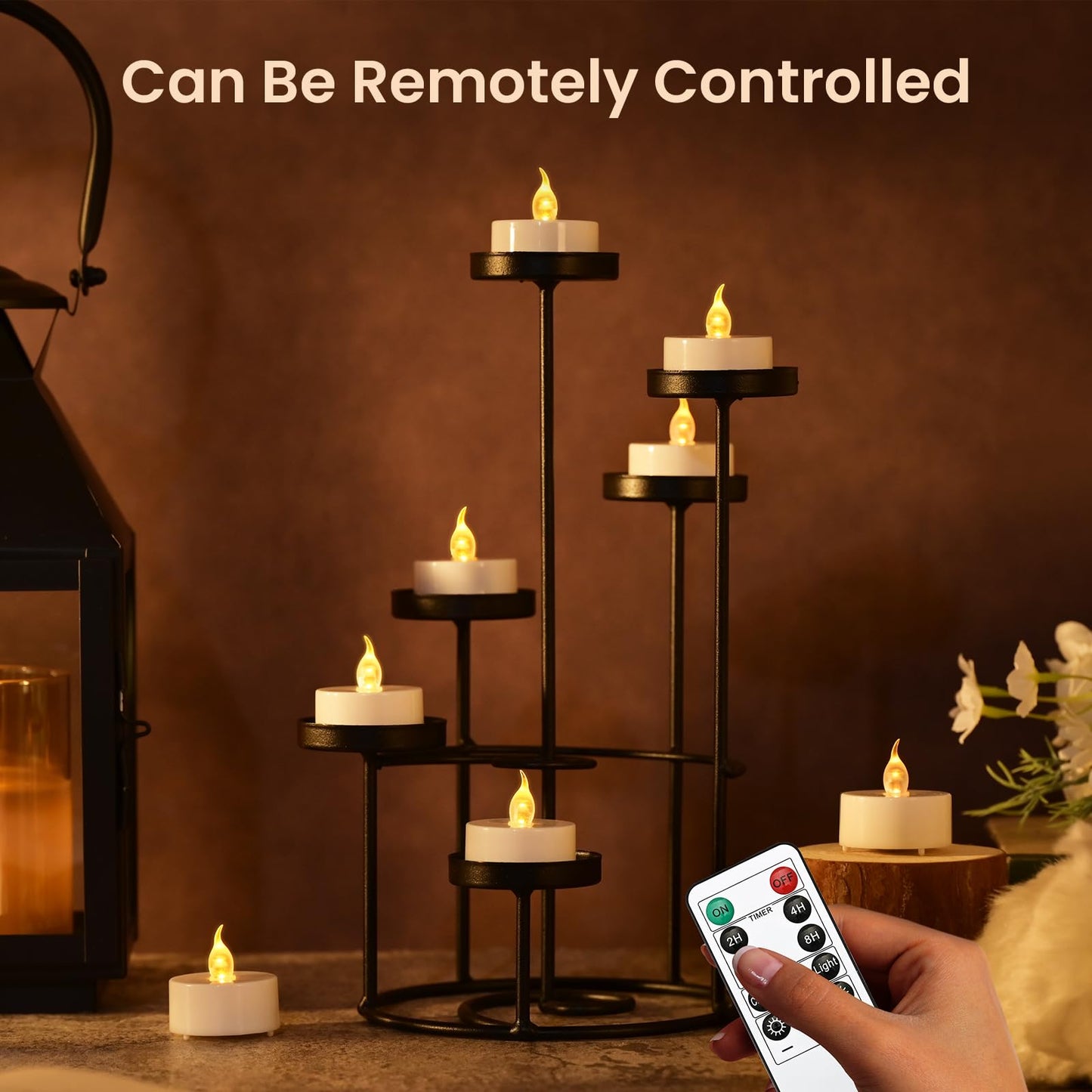 JOSU 24PCS Flameless Tea Lights Candles with Remote Timer, Led Battery Operated Electric Votive Candle for Wedding Centerpiece Table Decorations, Flickering Tealight Candles for Halloween Party Decor