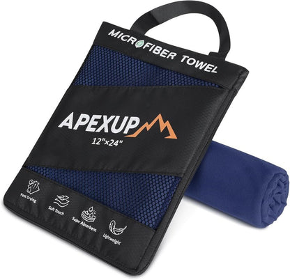 Microfiber Travel Towel - Ultra Absorbent Quick Dry Gym & Camping Towel | Lightweight, Navy Blue (24"×12")