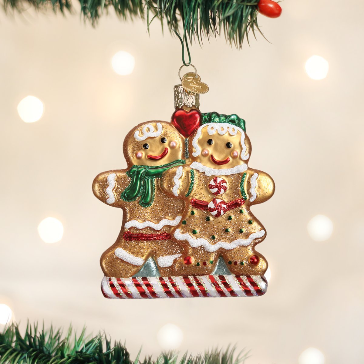 Old World Christmas Gingerbread Friends Glass Blown Ornament for Christmas Tree, Handcrafted Holiday Decoration, Gingerbread Collection