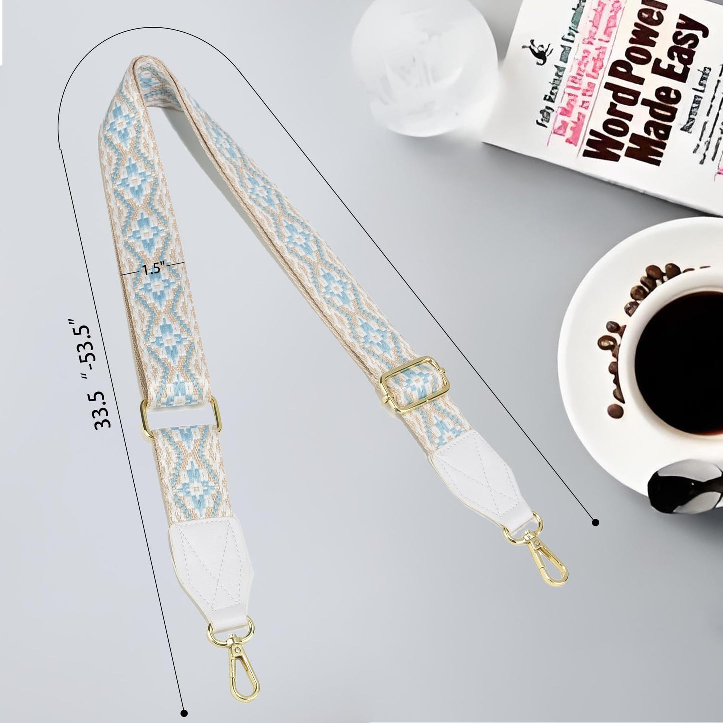 LEMEDE Purse Strap,1.5" Leather End Shoulder Strap Adjustable Replacement,Retro Multi-pattern Crossbody Bag Straps