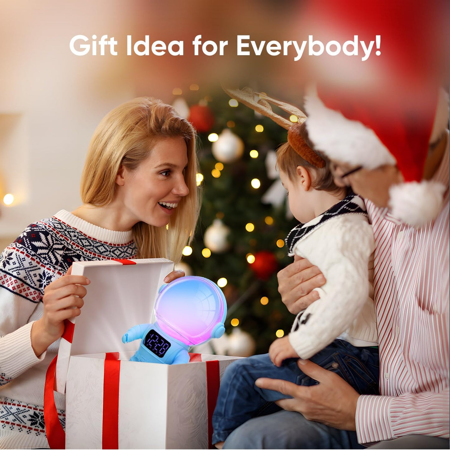 AFEXOA Astronaut Sunrise Alarm Clock for Kids, White Noise Sound Machine with 30 Soothing Sounds, 22 Dimmable Nightlights, Bluetooth Speaker, Dual Alarms, Wake Up Light for Bedroom(Blue)