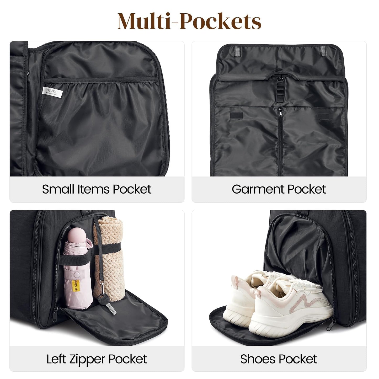 S-ZONE Garment Duffle Bags for Travel Carry on Convertible 2 in 1 Suit Bags Hanging Suitcase with Toiletry Bag 50L