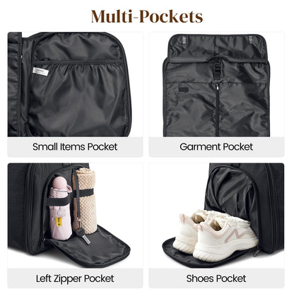 S-ZONE Garment Duffle Bags for Travel Carry on Convertible 2 in 1 Suit Bags Hanging Suitcase with Toiletry Bag 50L