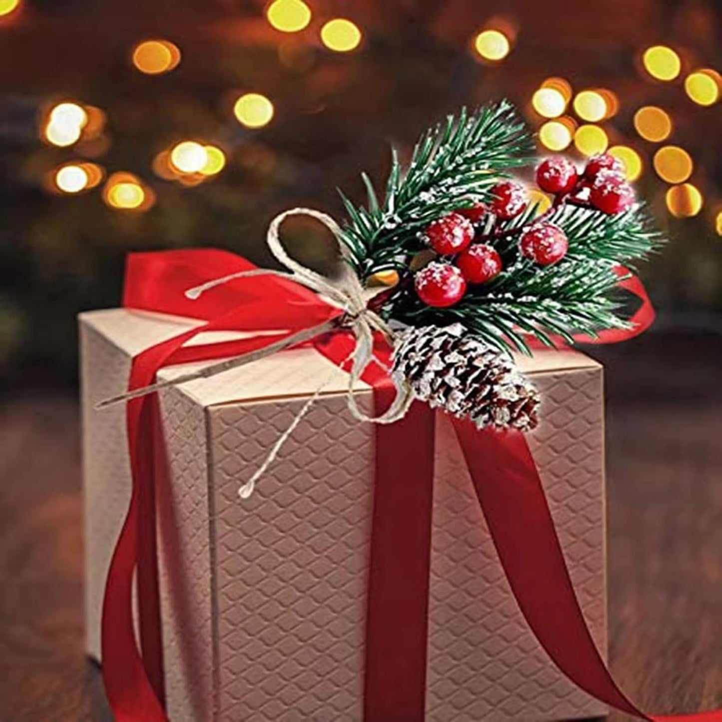 12 Pcs Artificial Christmas Floral Picks,Artificial Holly Berry Stems Pine Cones Pine Branches, Christmas Tree Picks and Sprays, Xmas Ornaments DIY Wreath Wedding Home Decor Silk Flower Arrangements