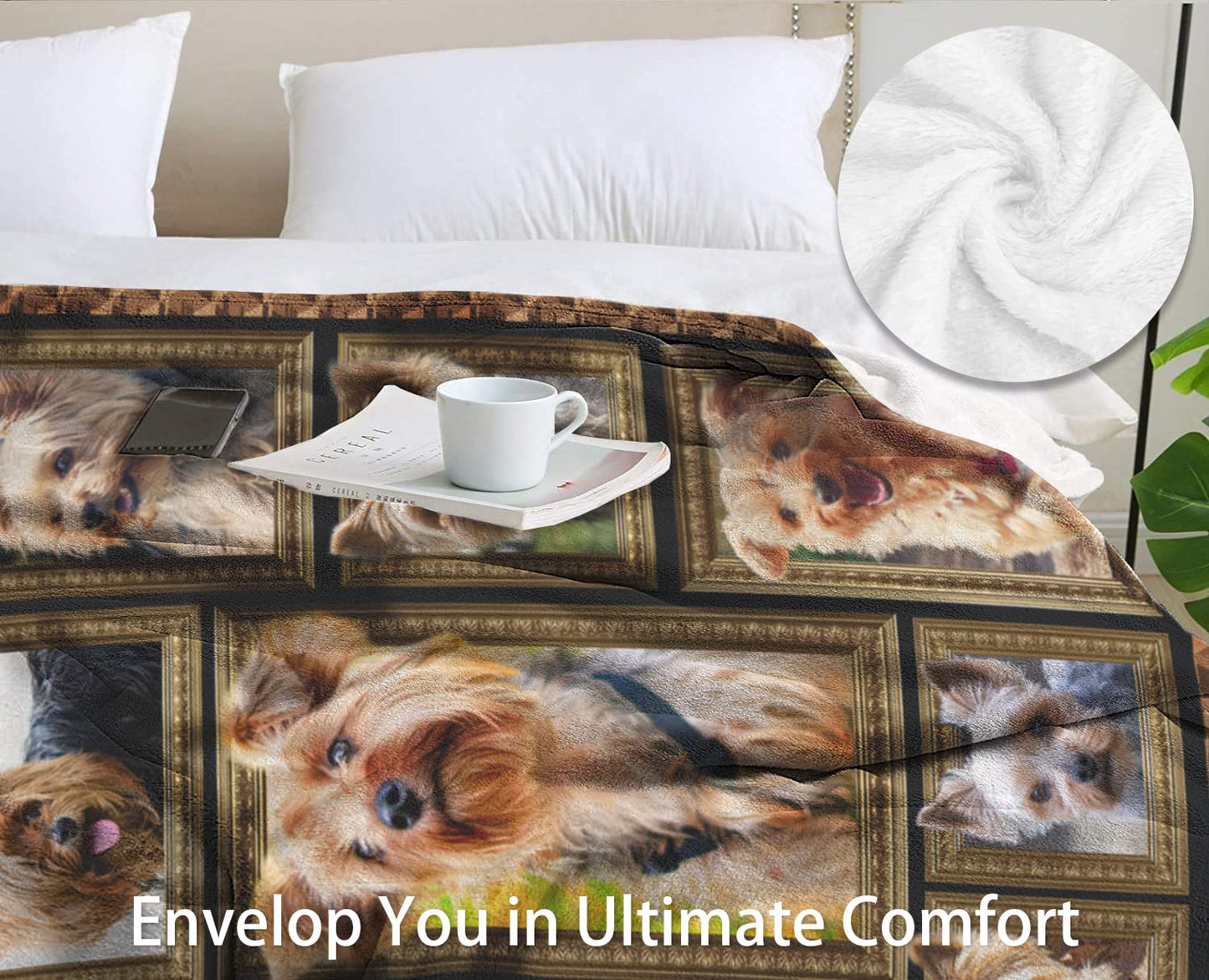 Yorkshire Terrier Blanket for Dog Lover, Fleece Throw Blanket for Couch Super Soft Cozy Bed Blanket Lightweight Plush Fuzzy Blankets and Throws for Sofa, 50 x 60 Inch