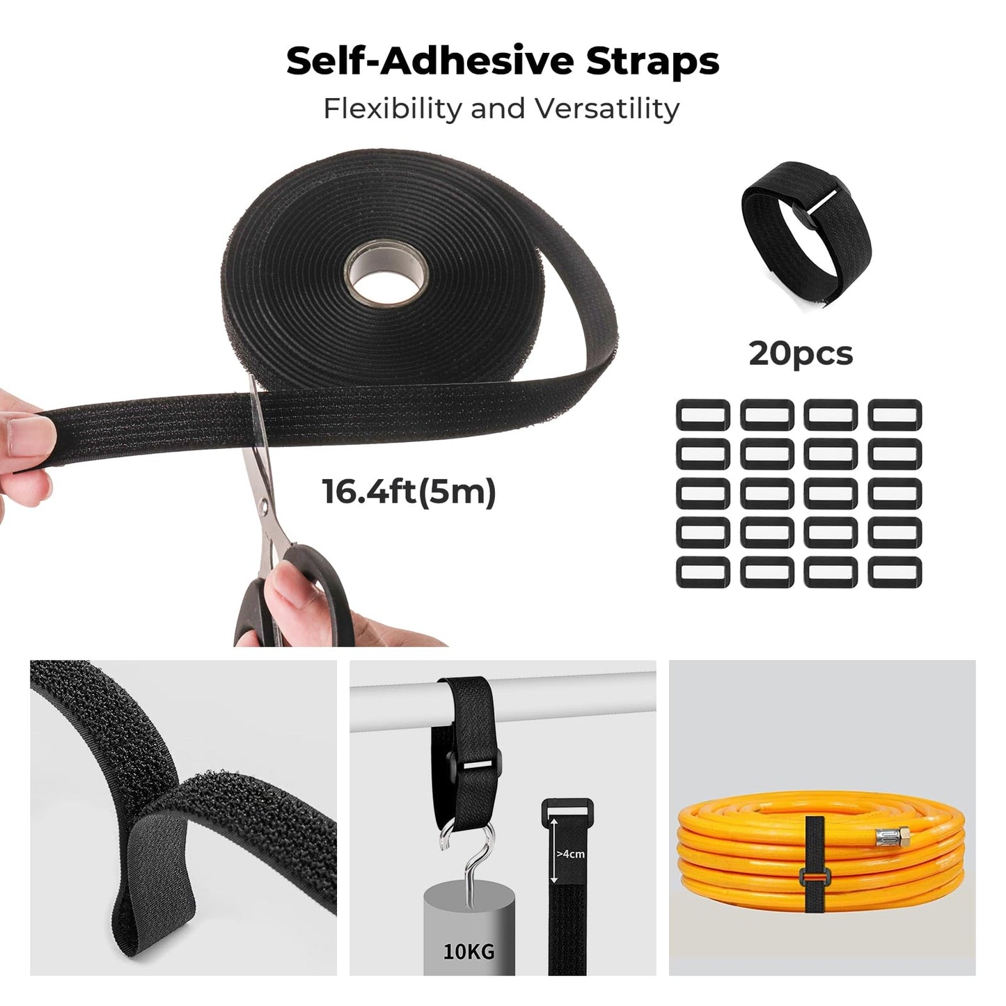 AORUICN Cable Management Organizer Kit, Desk Cable Organizer, Cable Management Under Desk, Wire Management and Cord Organizer for Home, Office, Standing Desk