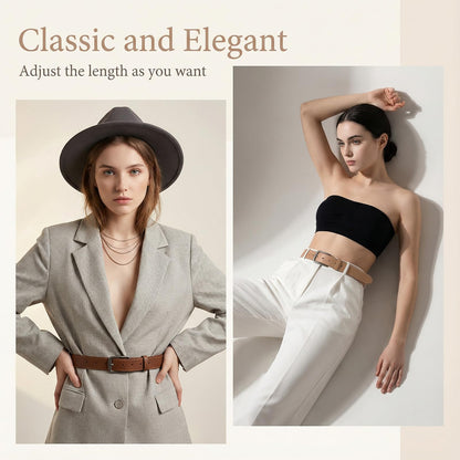 Douaowoc 5 Pack Women Leather Belts for Jeans Ladies Waist Belt Women's Belt with Pin Buckle with Slive Buckle for Pants Dress