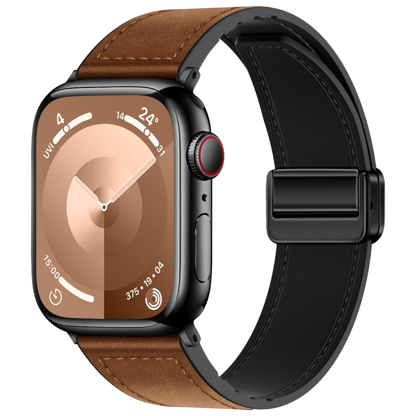 Eweison Genuine Leather Band Compatible with Apple Watch Band 44mm 45mm 46mm 49mm for Men Women,Adjustable Magnetic Strap Top Grain Leather Wristband for iWatch Series 11 10 9 8 7 6 SE 5 4 Ultra 3 2 1