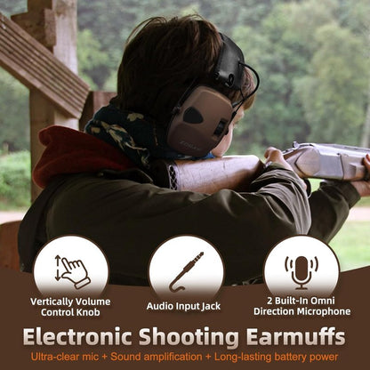 ZOHAN EM054 Electronic Shooting Ear Protection - Slim Active Noise Reduction Earmuffs with Gel Ear Pads | 4X Sound Amplification for Gun Range