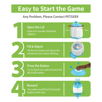 PETGEEK Dog Food Dispenser Toy, Treat Dispensing Dog Toys for IQ Training, Interactive Puzzle Toys to Keep Them Busy, 3000mAh USB Rechargeable Pet Treat Dispenser with Push Remote Button, 400ml