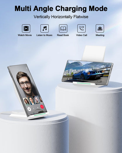 Fast Wireless Charger, NANAMI 15W Qi Certified Wireless Charging Stand Compatible iPhone 17/17 Air/16/15/15 Pro/15 Plus/15 Pro Max/14/13/12, for Samsung Galaxy S25/S24/S23/S22/S21 and Qi-Enabled Phone