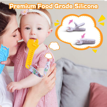 Mgtfbg Baby Teething Toys for 0-6 / 6-12 Months - Molar Teether Chew Toys Set BPA Free Silicone, Soft Textures - Hammer Wrench Scissors Shape Gift 5-Pack