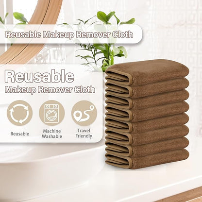Nugilla Makeup Remover Cloths, 8 Packs Makeup Remover Towels Reusable Face Wash