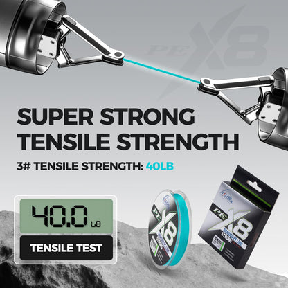 Superpower Premium X8 Braided Fishing Line - Super Strong Wear-Resistant PE Line, No Stretch High Sensitivity Smooth Casting Line for Saltwater and Freshwater Fishing (Blue, 23LB)