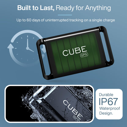 Cube GPS Tracker for Vehicles Assets Kids, Mini GPS Trackers for Dogs, Car Tracker Device: Real Time Worldwide Location SOS Pings Geo-Fencing + Rechargeable Battery Requires Subscription