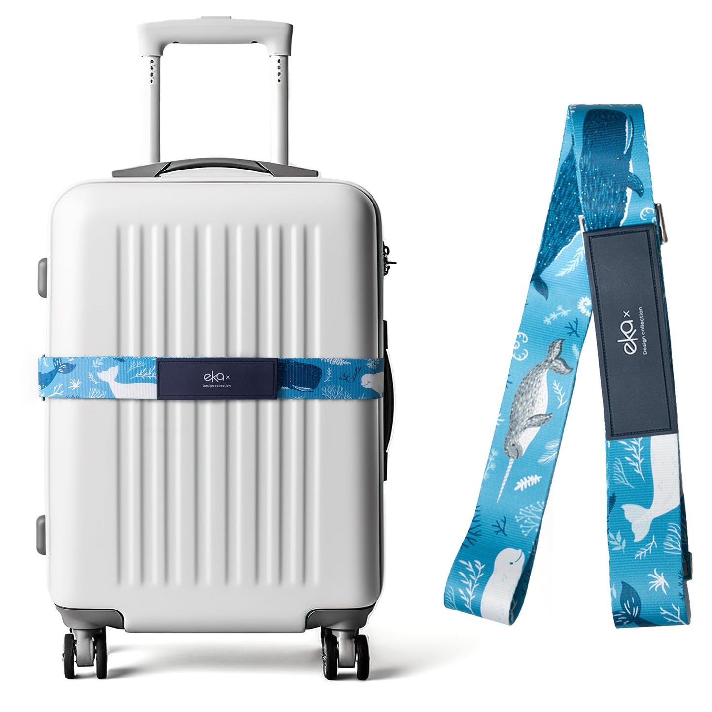 Luggage Straps for Suitcases,Adjustable Luggage Elastic Belt, Travel Essentials for Airport,Station, Vibrant Designs, (Azure Ocean)