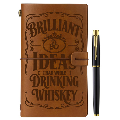 Muzuis Whiskey Gifts for Whiskey Lovers Leather Journal Notebook with Pen for Men Women Refillable Notebook, Sketchbook, Travel Diary