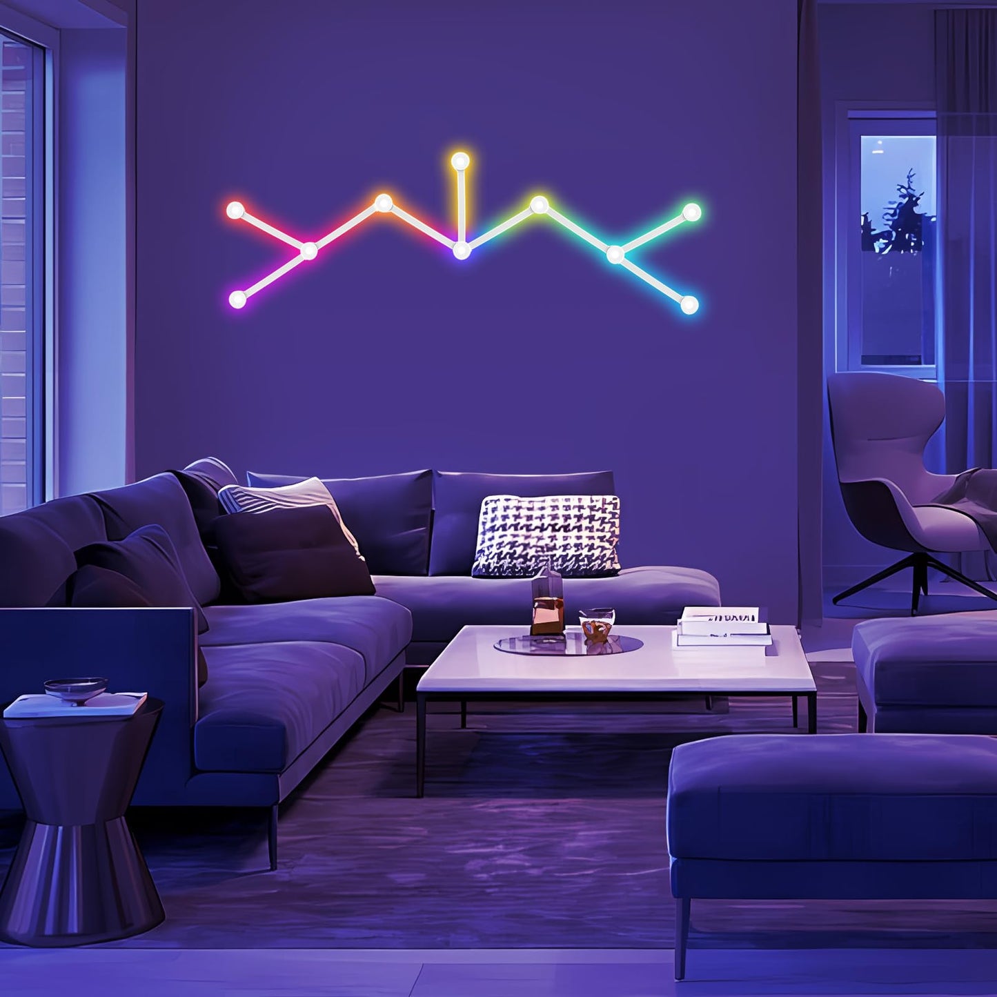 HEDCINLT RGB Wall Light lines, Smart Gaming LED Lights DIY Geometry Splicing Gaming Wall Light Bar, Backlit Modular APP Control Colour Changing for Game Room,Bedroom,Home Decor Lights (5 Lines, White)