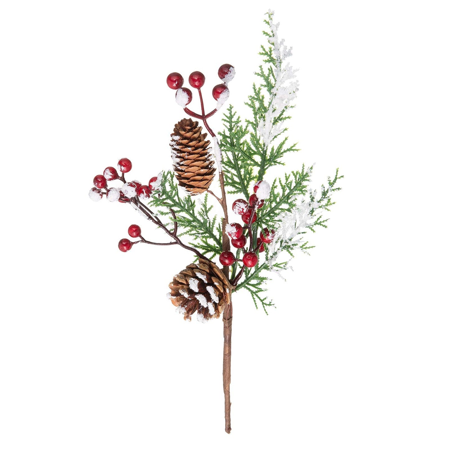 Crafare12-16 Inch Large Artificial Christmas Tree Picks 12 Styles Assorted Holly Picks Stems with Pinecones Leaves for Xmas Tree Filler Floral Arrangement Winter Holiday Season Décor