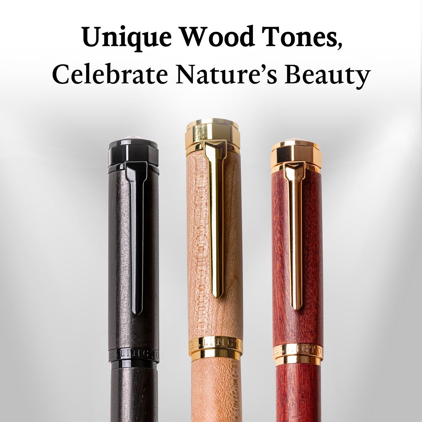 Ellington Pens Luxury Wood Fountain Pen Set – Fine Nib - Includes 6 Ink Cartridges, Wooden Pen Gift Box, Ink Converter - Wood Pen For Writing, Calligraphy, Journaling, Drawing (Rosewood Radiance)