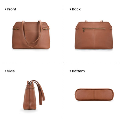 befen Deep Brown Vintage Leather Tote Bag for Women Medium, Soft Satchel Handbag Designer Style Purse
