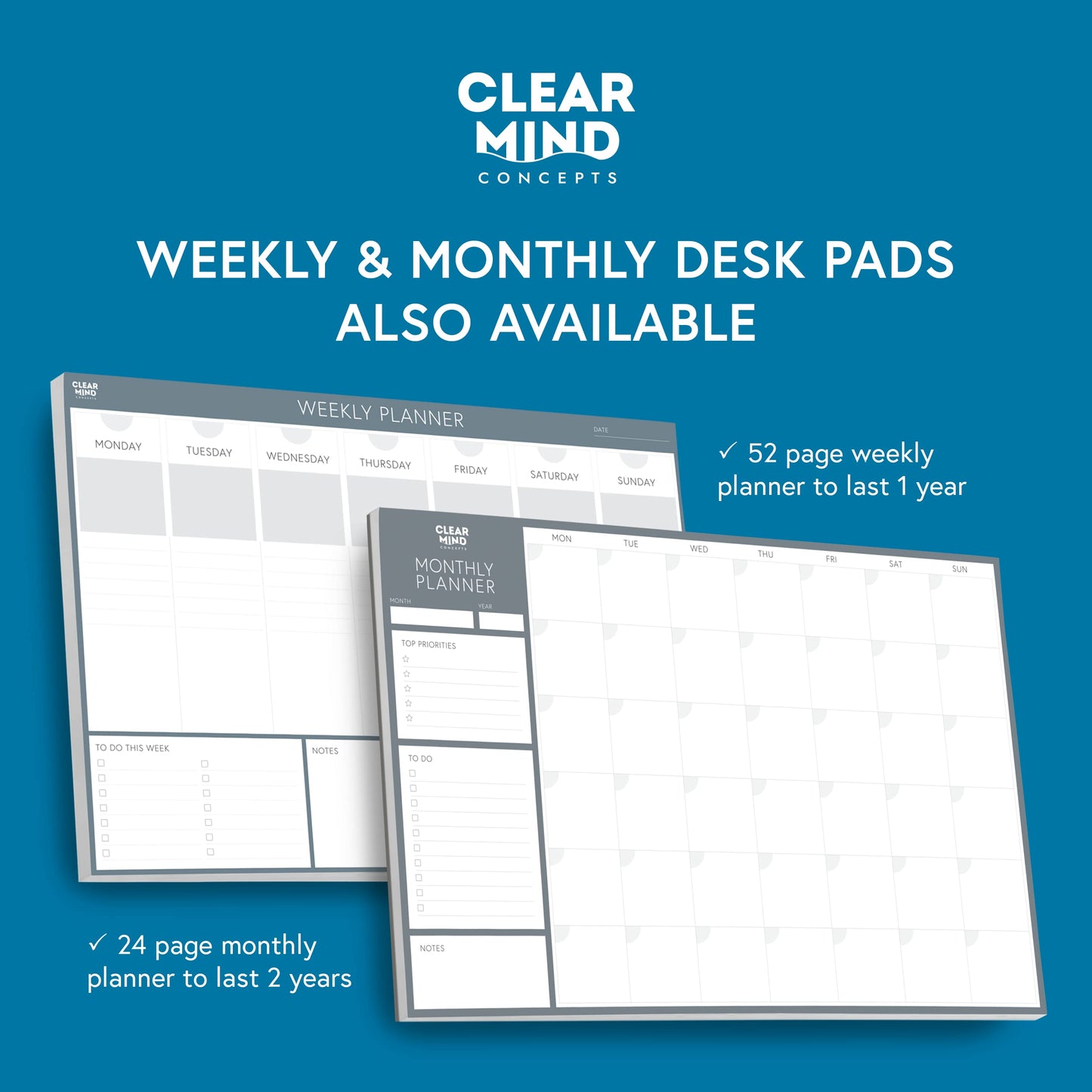 Daily Planner Desk Pad, Undated Tear Off To Do List Notepad with Priorities and Notes, Thick 120gsm Paper, 100 Sheets, Large Desk Writing Pad for Work Office, 8.3 x 11.3