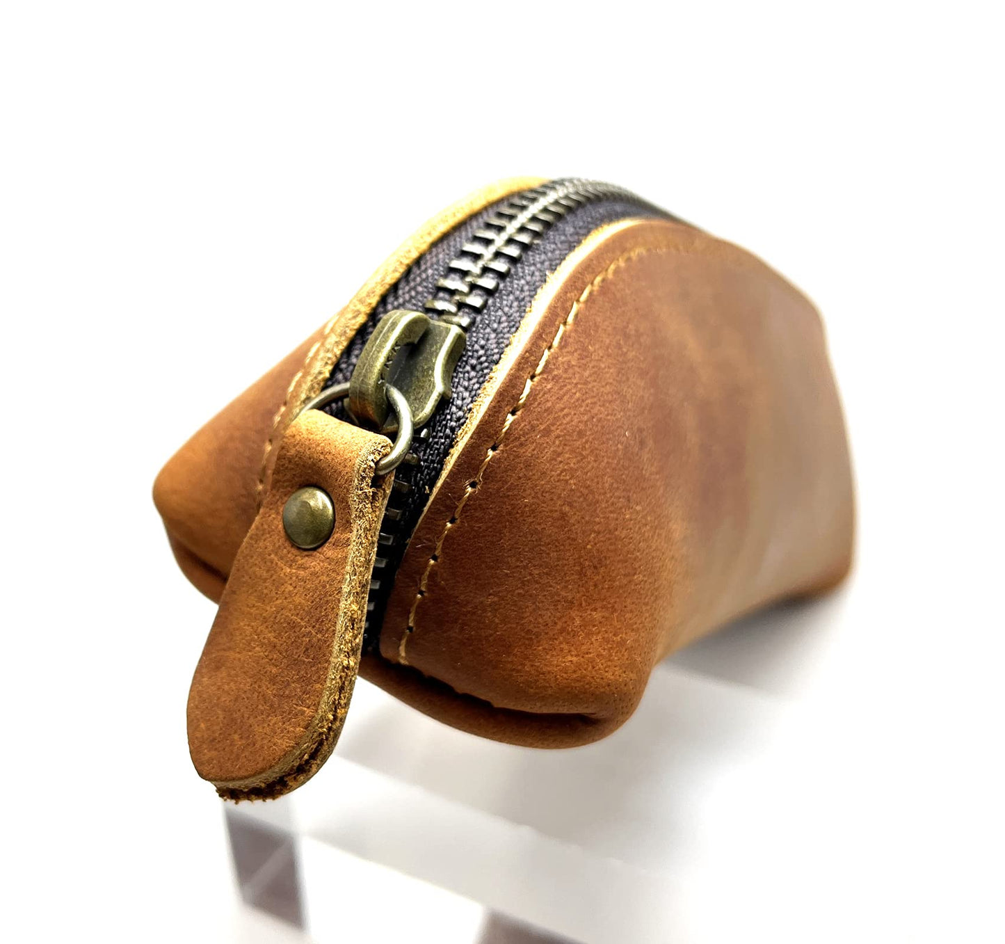 Craoopii Leather Pen Case Pencil Bag Pouch With Zipper Pen Holders Handmade Genuine Leather For Men Women Businessmen And Artists Home Work Office (Brown)
