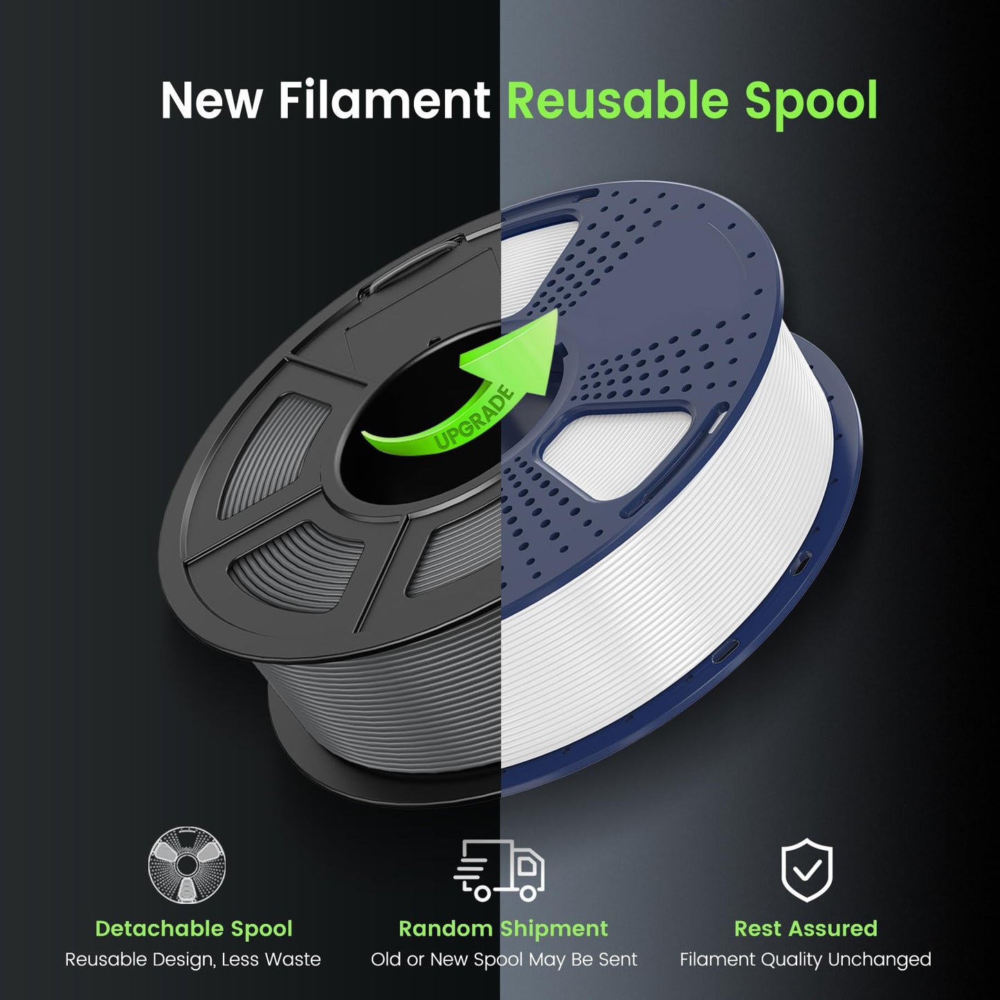 SUNLU PLA 3D Printer Filament PLA Filament 1.75mm, Neatly Wound 3D Printing Filament 1.75mm, Dimensional Accuracy +/- 0.02 mm, Fit Most FDM 3D Printers, 1kg Spool (2.2lbs), Black