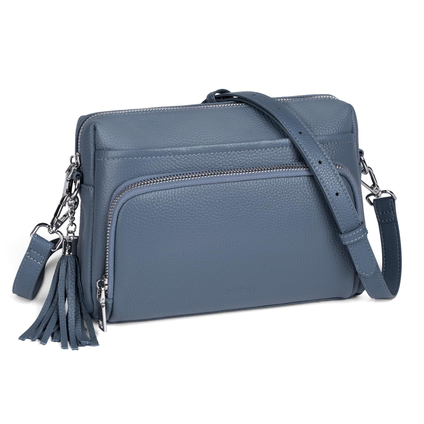 befen Soft Real Leather Small Crossbody Purses for Women, Ladies Anti-Theft Shoulder Bag Handbag Purse with Adjustable Strap & Built in RFID Wallet Light Blue