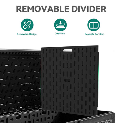 YITAHOME 230 Gallon Double-Wall Deck Box with Divider & Side Handles, Outdoor Large Storage for Patio Furniture Cushions, Garden Pool Accessories, Water Resistant & Lockable