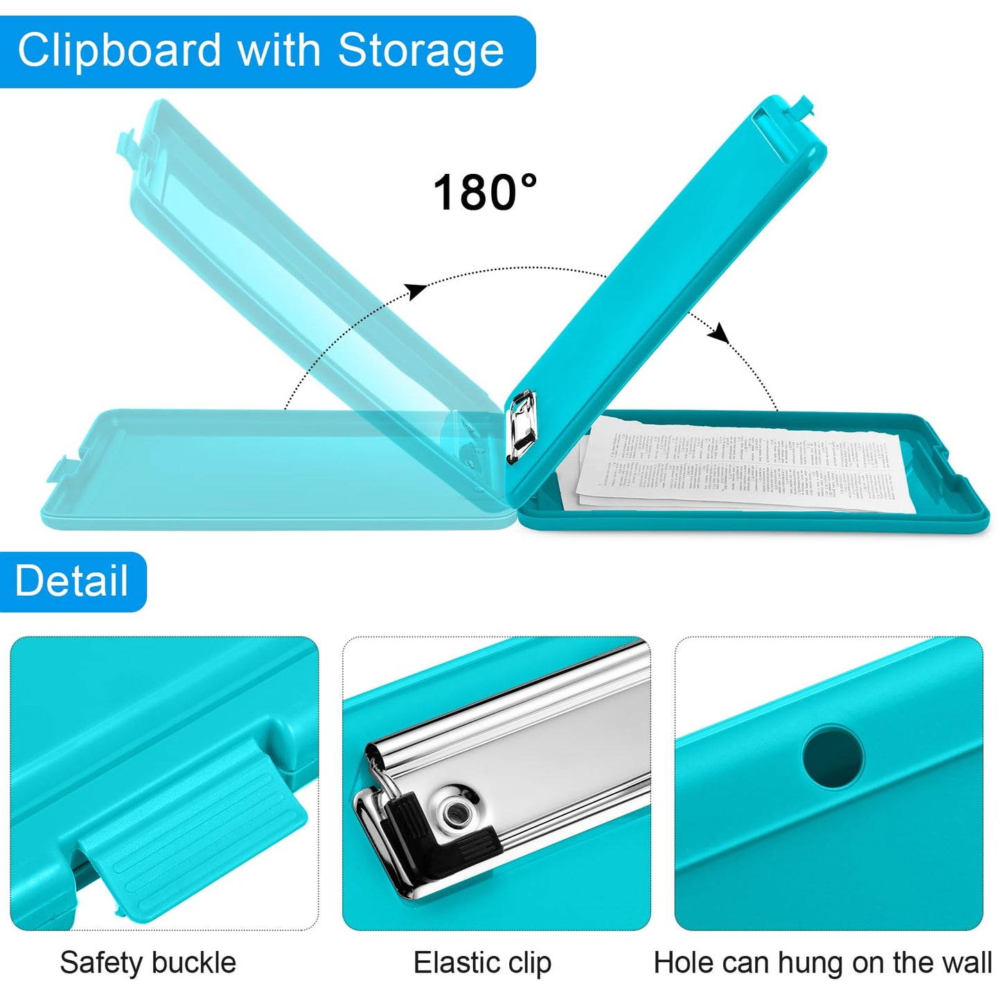 6 Pieces Clipboard with Storage, 9.5 x 13.5 Heavy Duty Plastic Storage Clipboard, Nursing Foldable Clip Board with Compartment and Metal Clip for Nurse Teacher Student Classroom Office (Bright Color)