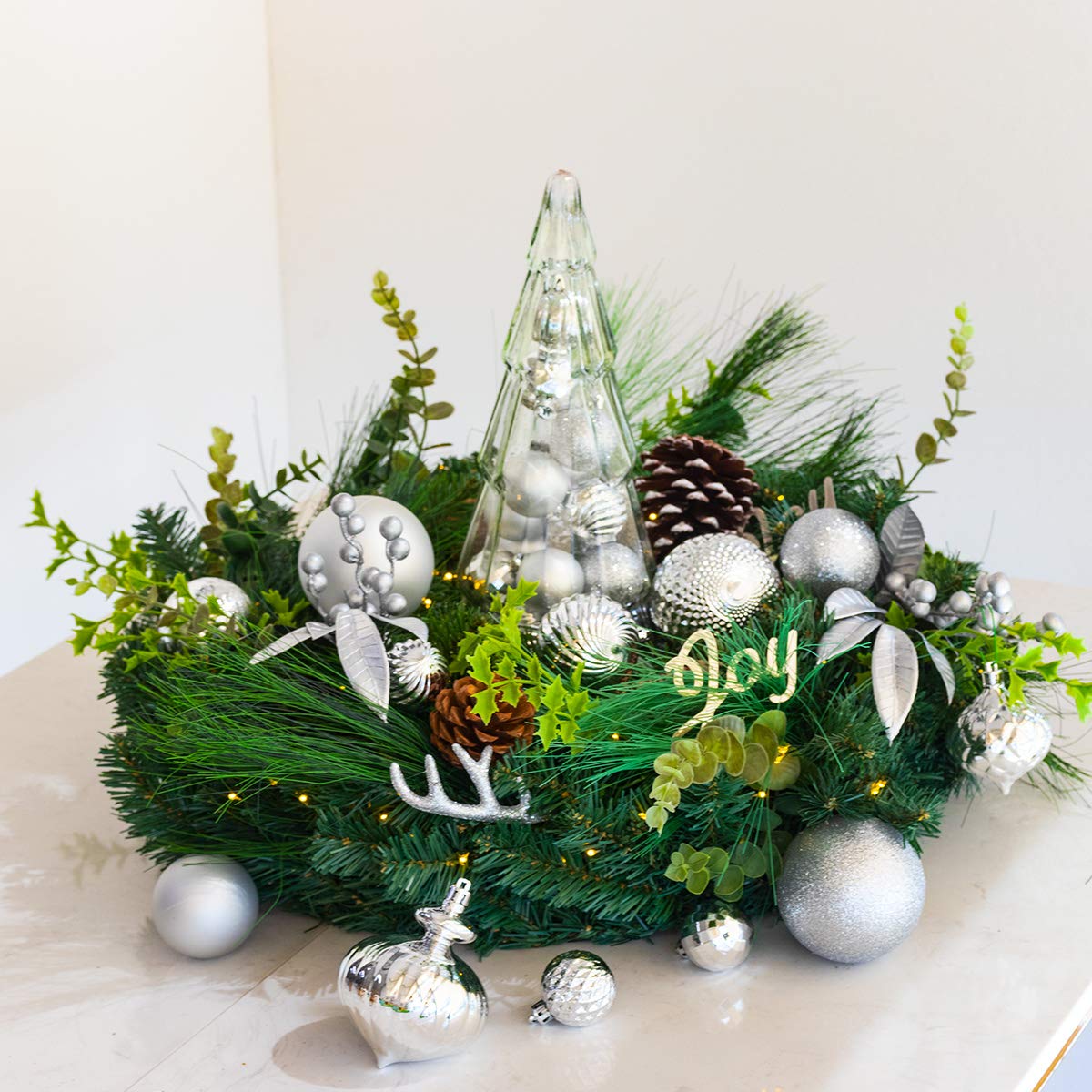 KI Store 34ct Christmas Ball Ornaments Shatterproof Christmas Decorations Tree Balls for Holiday Wedding Party Decoration, Tree Ornaments Hooks included 2.36” (60mm Silver)