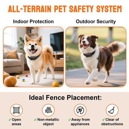 PETHEY Wireless Dog Fence System, Indoor & Outdoor, 1 Acre High-Precision Radar Wireless Dog Fence System, Real-time Monitoring, 9-26in Medium & Large Breeds, Not Limited by GPS Signal (for Two Dogs)