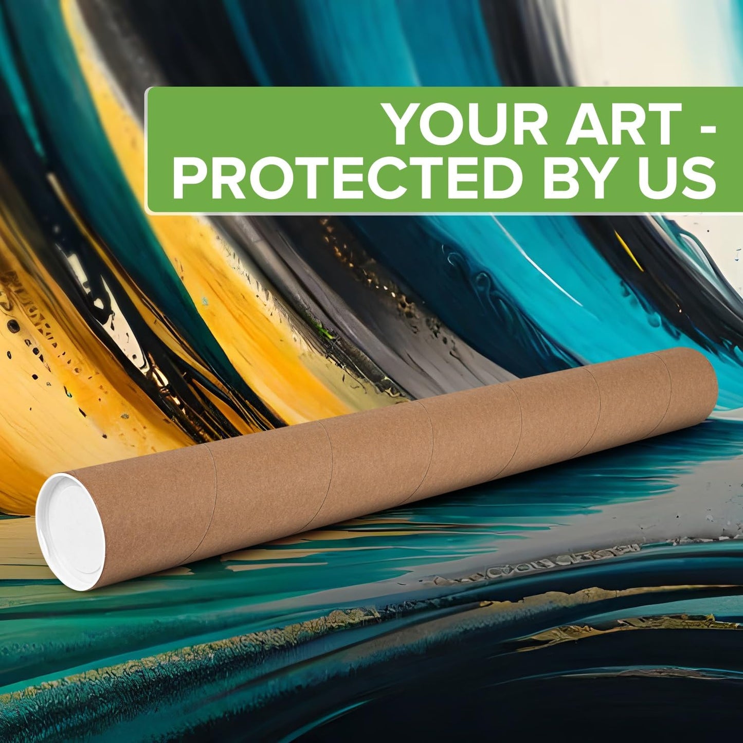 4" x 48" Reinforced Kraft Paper Mailing Tube, Pack of 6 Tubes with 12 Caps – Secure USPS Approved Poster Tube – Made in USA Cardboard Tube for Shipping and Storing Posters, Prints, Artwork