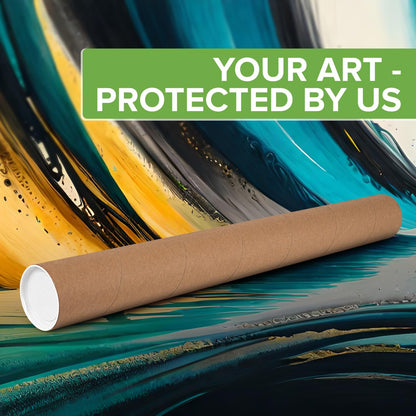 4" x 48" Reinforced Kraft Paper Mailing Tube, Pack of 6 Tubes with 12 Caps – Secure USPS Approved Poster Tube – Made in USA Cardboard Tube for Shipping and Storing Posters, Prints, Artwork