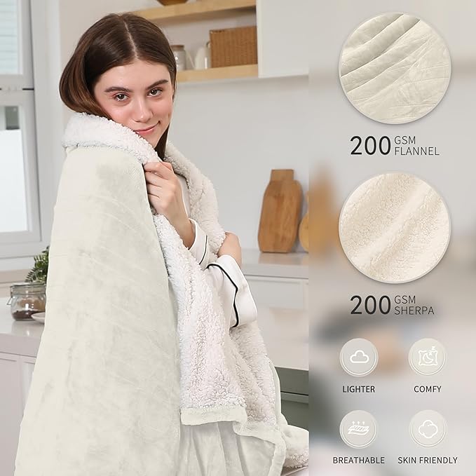 Heated Blanket Electric Blanket Twin Size, Fast Heating & Overheating Protection, Ultra Soft Heated Throw Blanket Twin Size with 5 Heating Levels & 10 Hours Auto Off, 62"x84", White