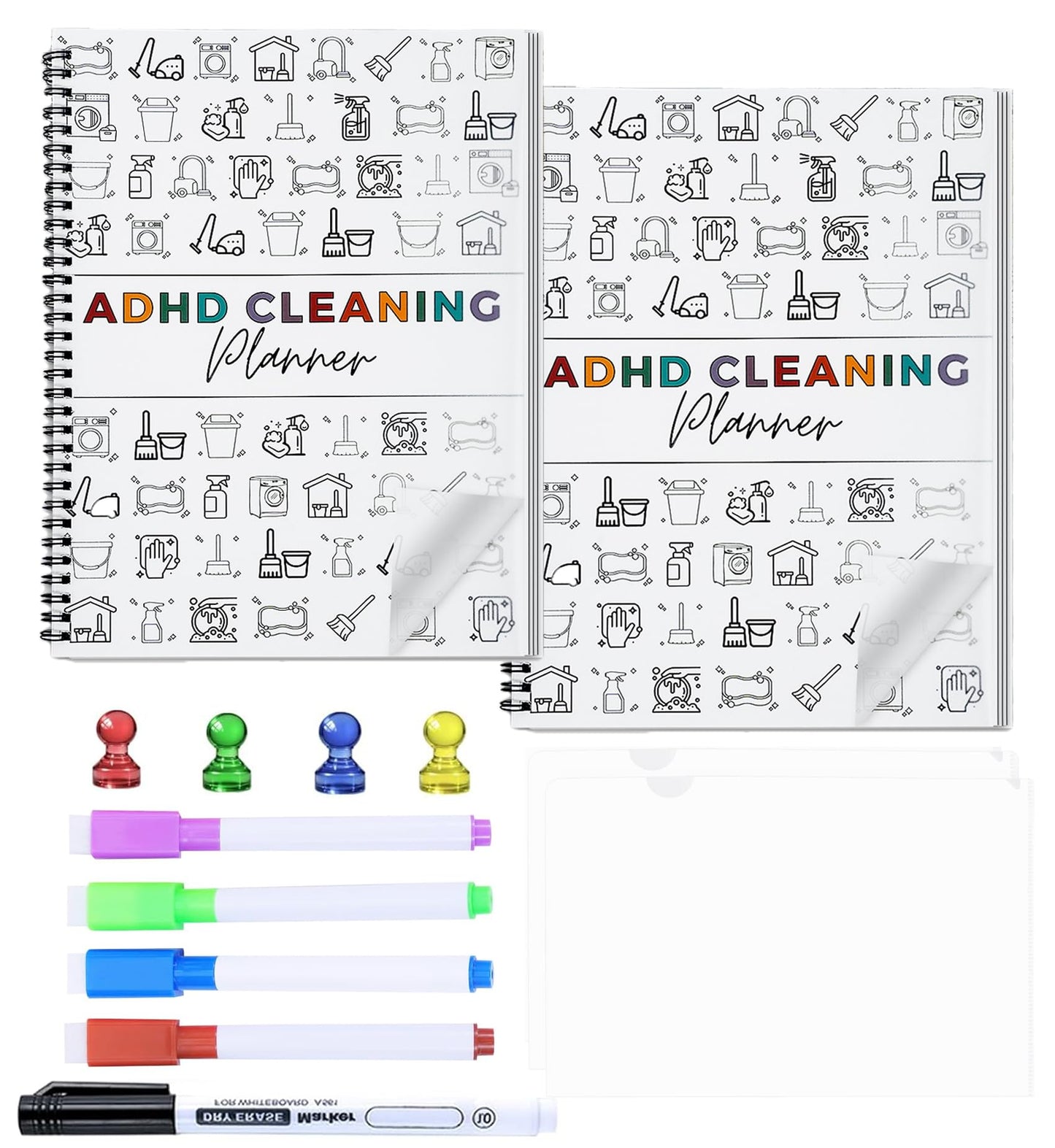 2 Pack Cleaning Planner, Cleaning Schedule and Checklist Organizer, Daily Weekly Monthly Household Cleaning Planner, Chore Chart Notebook for Home, Family Cleaning Tasks, DIY Home Improvement, Editable Template