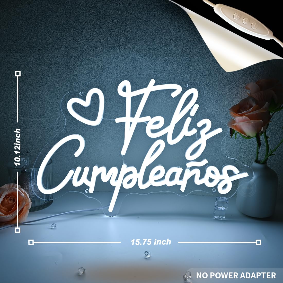 Planzo Feliz Cumpleaños Led Neon Sign Light Spinish Happy Birthday Heart Wall Sign Decor Fiesta Mexican Themed Birthday Party Backdrop Banner Gifts 15.75"x10.12" USB