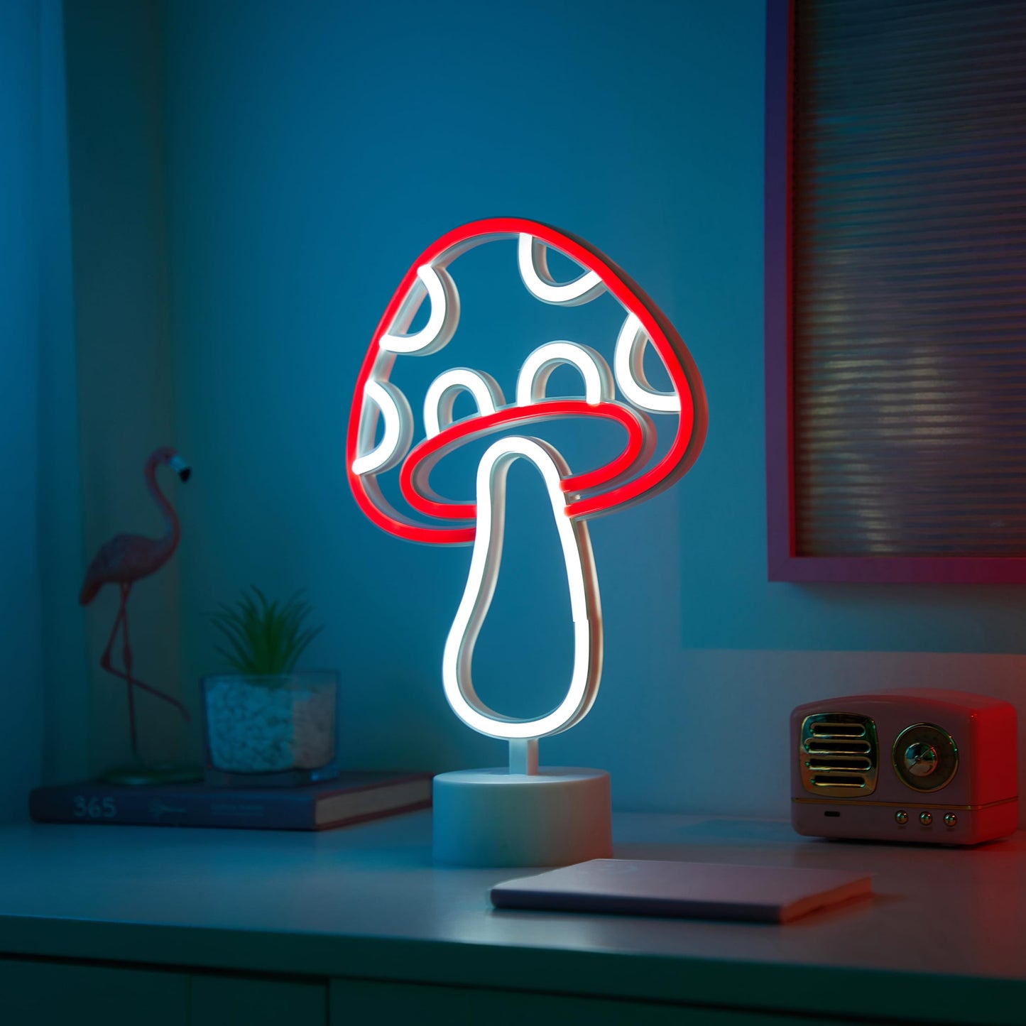 Urban Lifestyle Figural Mushroom LED Neon Table Lamp, 12.25" H