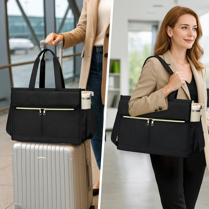 PASMAN Laptop Bag for Women 15.6 Inch, Work Bags for Teacher & Nurse with Compartments, Professional Office Computer Handbag(Black)